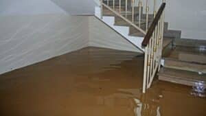 a photo of a fully flooded basement floor