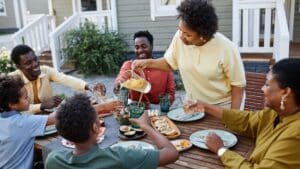 Woman Hosting a Family Dinner
